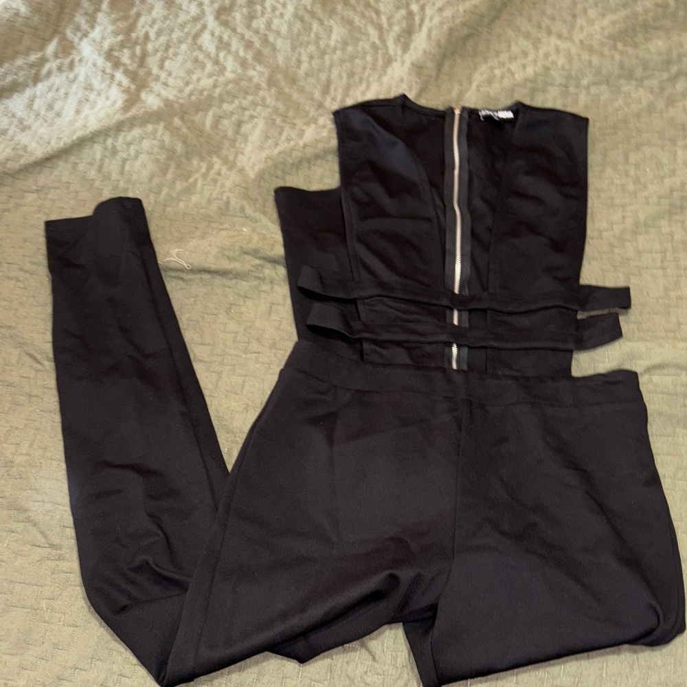 Fashion Nova Black Cutout Jumpsuit